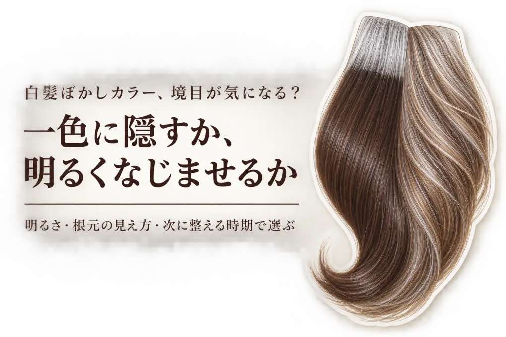 白髪ぼかしカラーと白髪染めの違い｜境目・明るさ・次に整える時期で選ぶ